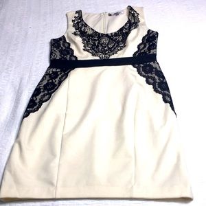 cream dress with black lace